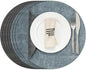 Myir JUN Round Placemats Dual Sided, Faux Leather Place Mats Set of 4 Indoor Placemats for Dining Table Outdoor Placemats Non-Slip Washable Table Mats (Set of 8, Gray Light Blue)