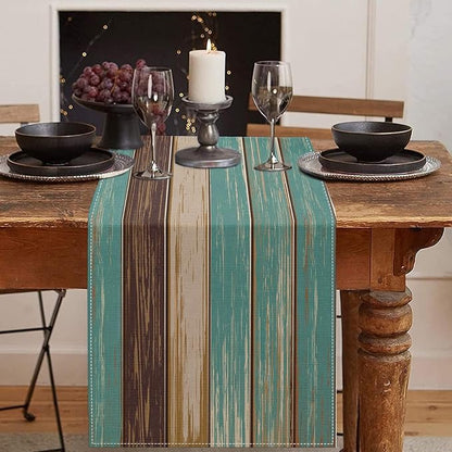 Emvency Table Runner, 13x90 Inch, Farmhouse Vintage Art | Painting Green Dining by Emvency