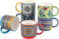 Coffee Mugs Set of 6, 12 oz Ceramic Boho Stackable Cups by HENXFENLEAD