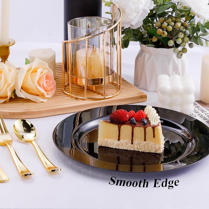 Bestluck 100PCS Black Plastic Dinner Plates 10 Inch - Image 6
