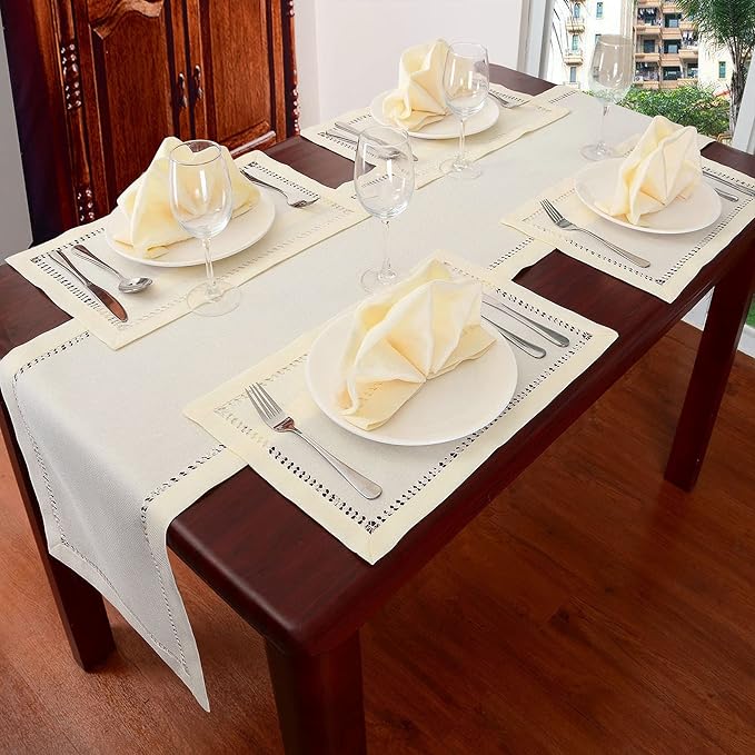 Grelucgo Handcrafted Solid Color Dining Table Runner, Dresser Scarf, - Image 3