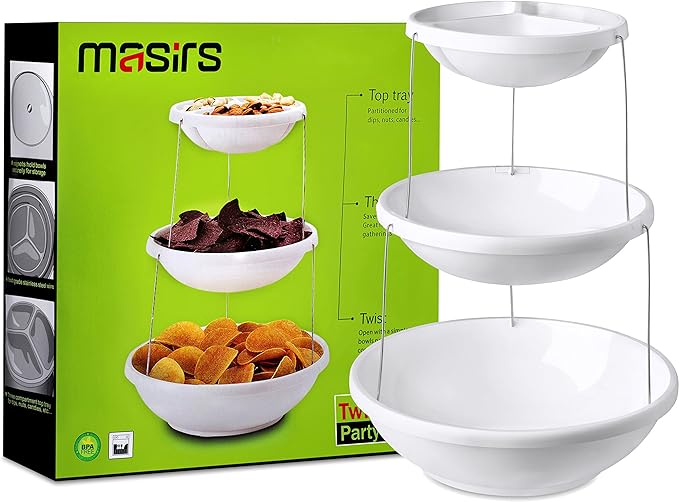 Masirs 3-Tier Collapsible Bowl: Decorative Design Folds - Image 5