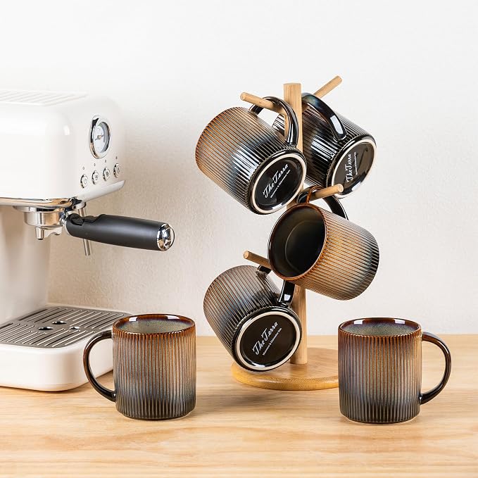 theterra Ceramic Coffee Mugs Set of 6, 14.2 oz Coffee Cups - Image 7