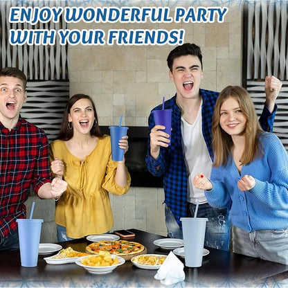 Skylety 24 Pcs Gray Blue Plastic Cups - Image 5