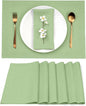 D'Moksha Homes Linen Placemats 14 x 19 Inch - Sage Green Placemats Set of 6-100% Pure Linen Table Place Mats for Spring, St Patricks Day, Easter - Handcrafted and Machine Washable