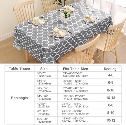 Smiry Rectangle Table Cloth, Wipeable Spillproof Plastic Tablecloths for Dining, Waterproof Vinyl Tablecloth with Flannel Backing for Rectangle Tables, Camping, Outdoor and Indoor (70"x120", Grey)