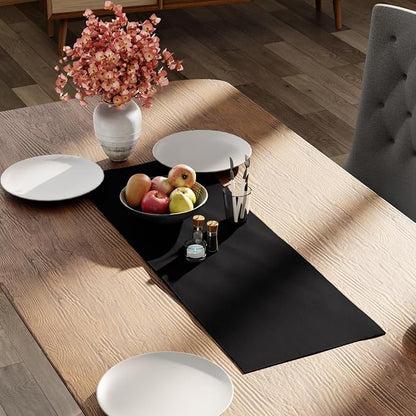 Encasa XO Table Runner, Cotton Canvas Dining Runner 13"x36" | Jet Black - Image 2