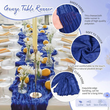 Showgeous 30 Pack Royal Blue Cheesecloth Table Runner, 17 x 108 Inches | Boho - Image 3
