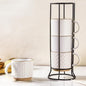 GBhome 12 OZ Stackable Coffee Mugs Set of 4, Ceramic White Coffee Cups Set | by GBhome