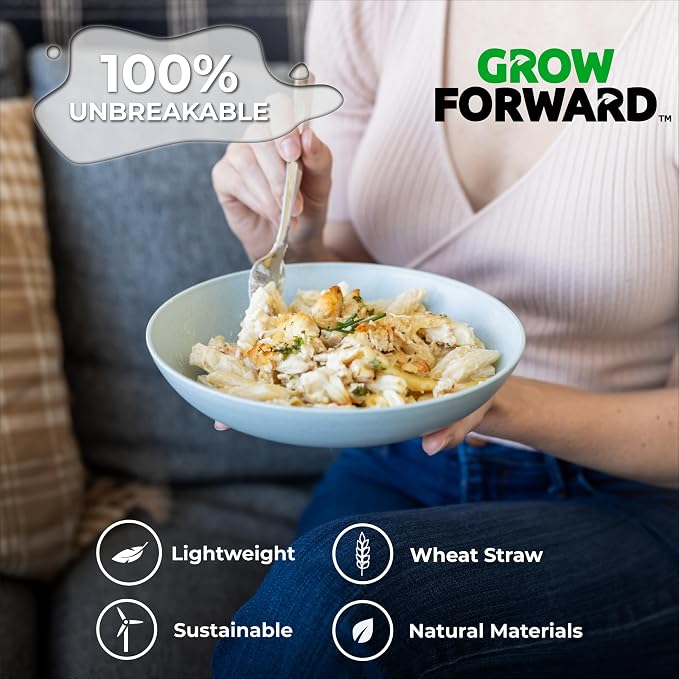 Grow Forward Premium Wheat Straw Pasta Bowls - 42oz Unbreakable Wide & Shallow - Image 4