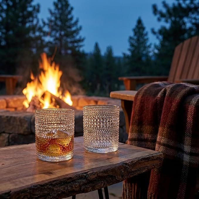 OLULU Cocktail Glasses 10 oz Set of 2, Glass Hobnail Drinking Glasses, Vintage - Image 6