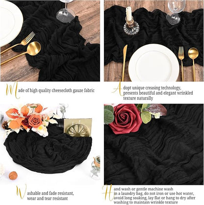 15 Pack Black Table Runner 17 x 108inch Cheesecloth Table Runner Boho Gauze - Image 3