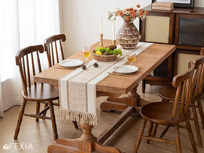 Boho Fall Table Runner Burlap for Home Kitchen Decor 13x72 Inch | 72 Inch Long - Image 6