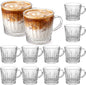 12 Pack Glass Coffee Mugs with Handle 8.5 oz Classic Vertical Stripes Glass by Yetene