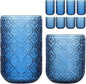 Set of 8 Vintage Embossed Glassware, 4 Highball Glasses 14oz & 4 Rocks Drinking by WeirdUncle