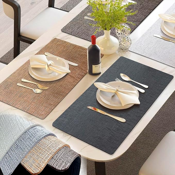 Elegant Placemats and Coasters Set 6, Vinyl Washable Place Mats - Image 2
