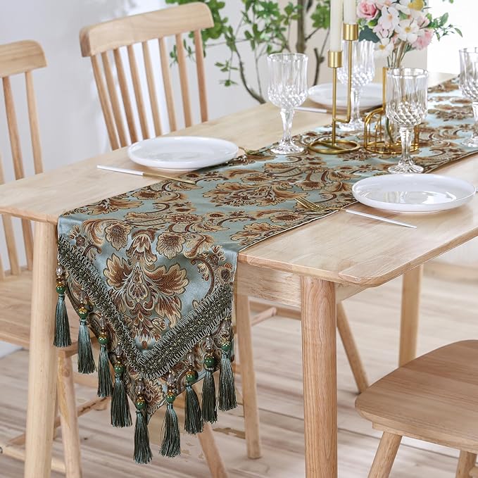Luxury Vintage Table Runner Embroidery Jacquard Fabric - Image 4