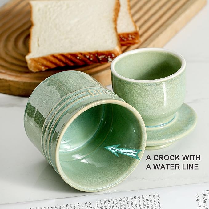HVH Ceramic Butter Crock with Water Line, French Butter Dish with Lid - Image 5