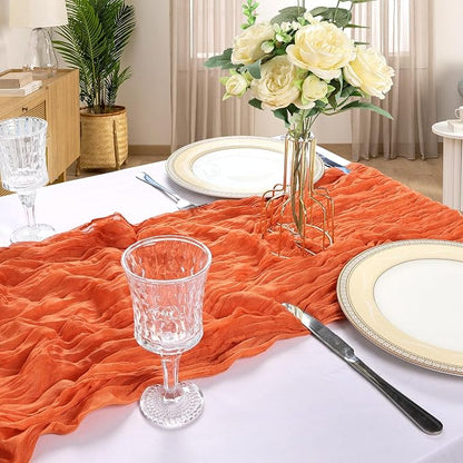 12 Pack 10Ft Orange Cheesecloth Table Runner 23 x 120 Inch | Gauze Rustic Boho - Image 6