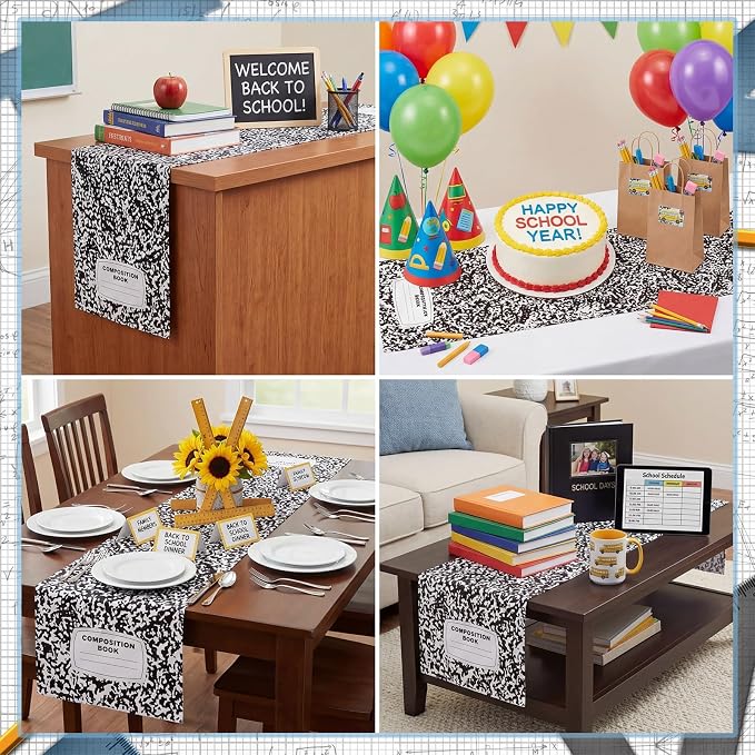 4 Pcs Composition Notebook Table Runner 71 x 13 Inch Preschool Back to School - Image 7