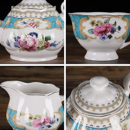 fanquare 15 Pieces European Retro Rose Tea Set, English Flora Tea Set - Image 2