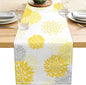 Dahlia Flower Table Runner 13x36 Inch Farmhouse Yellow Gray Runners Modern by LXXTK