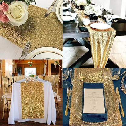 12 Packs 12 X 72 Inch Sequin Table Runner Glitter Dining Table Runner - Image 6