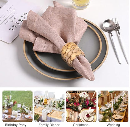 APTWOW Farmhouse Napkin Rings, Hand-Woven Napkin Rings - Image 5