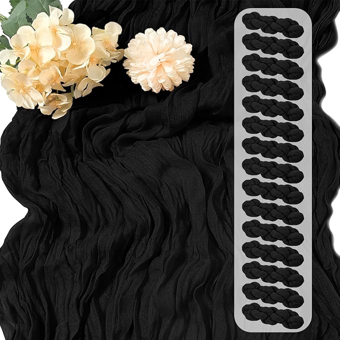 15 Pack Black Cheesecloth Table Runner 17 x 108 inch Cheese Cloth Table Runners by Yorcari