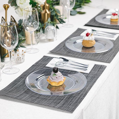 N9R 100PCS Clear Plastic Plates, 10.25 inch Clear Disposable Dinner Plate, Heavy Duty Plates for Party, Wedding, Birthday and Events