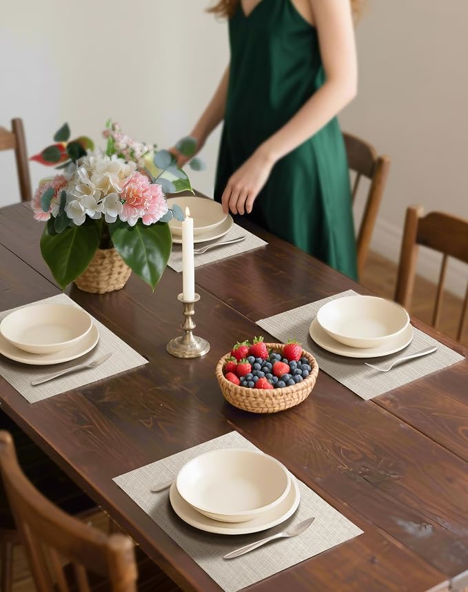 Leetaltree Beige White Placemats Set of 8 - Image 3