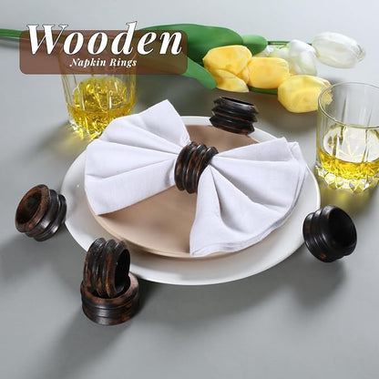 Handcrafted Wooden Napkin Rings Set of 12, Hardwood Dinner Napkin Holders - Image 2