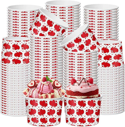 CHENGU 60 Pcs Valentines Snack Cups 9 oz Red Heart Paper Disposable Ice Cream by CHENGU