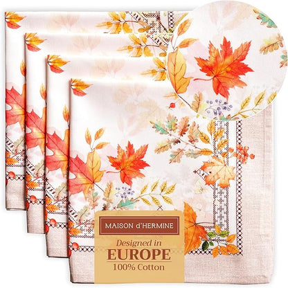 Maison d' Hermine Cloth Napkins Set of 4 100% Cotton for Thanksgiving Christmas Decorations Everyday Reusable Square Fall Napkins Cloth Washable Dinner Party (Amarante, 20"x20")