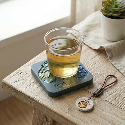 Handmade Concrete Square Coaster Gift Set – Minimalist Resin-Inlay Drink Coasters, Modern Stone Home Décor, Artisanal Gift for Coffee Table, Desk & Home Aesthetics