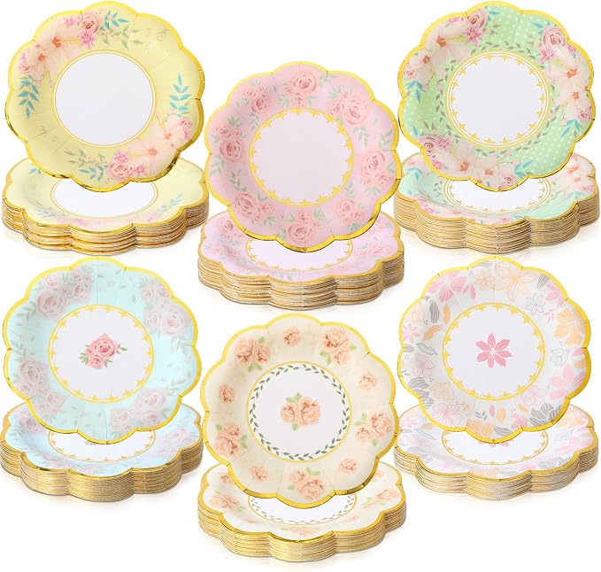 120 Pcs 6 Inch Floral Paper Plates by Maxcheck