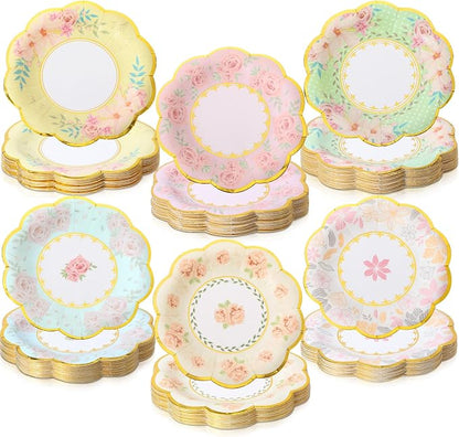 120 Pcs 6 Inch Floral Paper Plates by Maxcheck