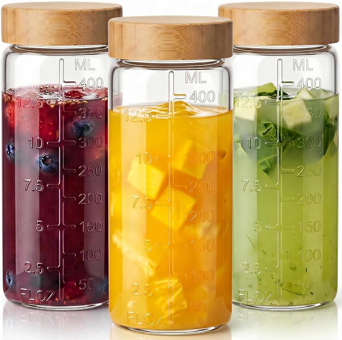 16 oz Round Glass Juice Bottles by HomArtist