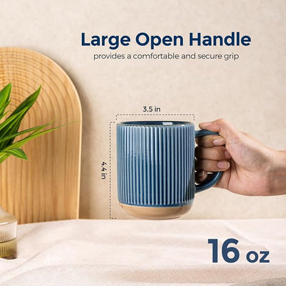 GBhome Coffee Mugs Set of 4, 16 oz Blue Coffee Cups - Image 2