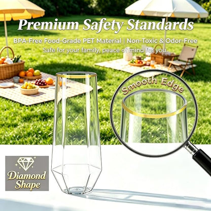 Lueumxc 56 Pack Plastic Wine Glasses Disposable Diamond Champagne Flutes - Image 3