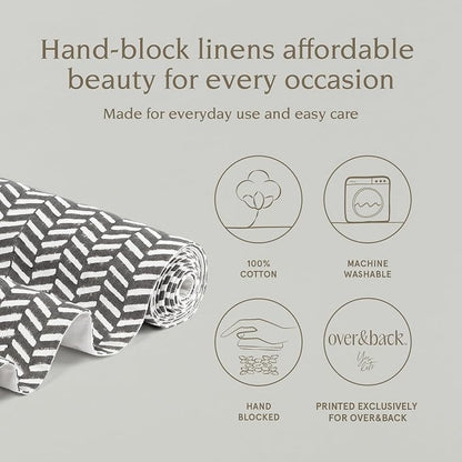 over&back 18x108 Hand-Blocked Printed Cotton Table Runner - Image 2