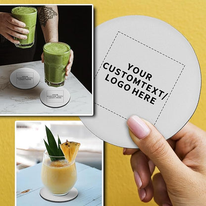 10 Round Foam Bud Coasters Pack, 4 inch - Customizable Text, Logo - PU Foam, Party Favor - White