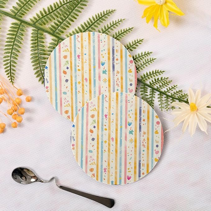 Stripes Tiny Dots Minimalist Aesthetic Coaster 4 Pcs Cork Placemats Hot Pads - Image 3