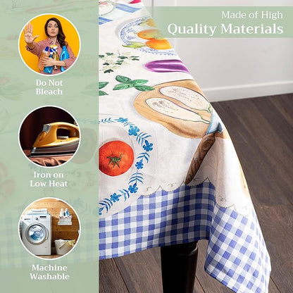 Maison d' Hermine Table Cloth Rectangle Table 100% Cotton 60 x 120 Inches Tablecloth Reusable Decorative for Dining Room Farmhouse Home Valentines Day Decorations Spring Summer - Gourmand
