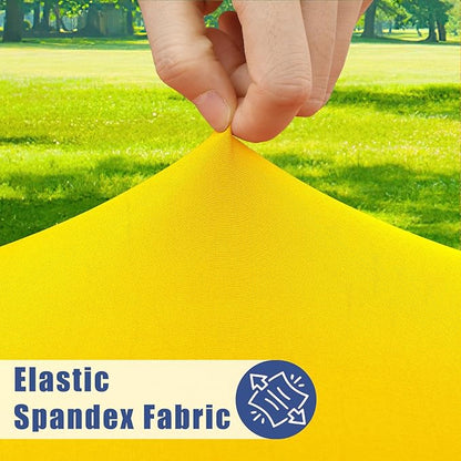 Round Spandex Tablecloth 2 Pack, Elastic Fitted Waterproof Tablecloths for 57"-68" Tables, Stretch Washable Picnic Table Cover for Camping, Dining, Indoor and Outdoor, Yellow