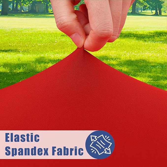 Spandex 6 Foot Rectangle Christmas Table Cloth 2 Pack, Elastic Fitted Tablecloths for Picnic, Stretch Washable Patio Table Cover for Outdoor, Camping, Banquet and Parties (Red, 30"x72")