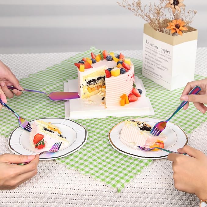 GoGeiLi Stainless Steel Rainbow Wedding Cake Cutting Set - Image 3