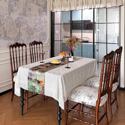 Rustic Cotton Polyester Green Table Runner, Waterproof Seasonal Print Floral - Image 7