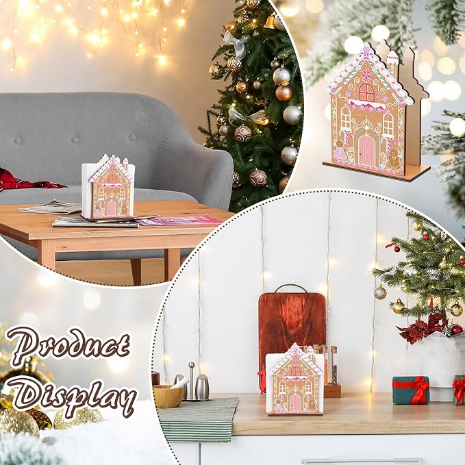 Christmas Napkin Holder for Tables Gingerbread House Napkin Holder Wooden Xmas - Image 5