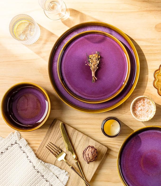 Ceramic Dinnerware Set for 6, 18-Piece Plates and Bowls Set | Handmade Reactive - Image 3